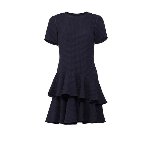 Rebecca Taylor Navy Textured Ruffle Tiered Dress • Size 8 - Picture 1 of 10